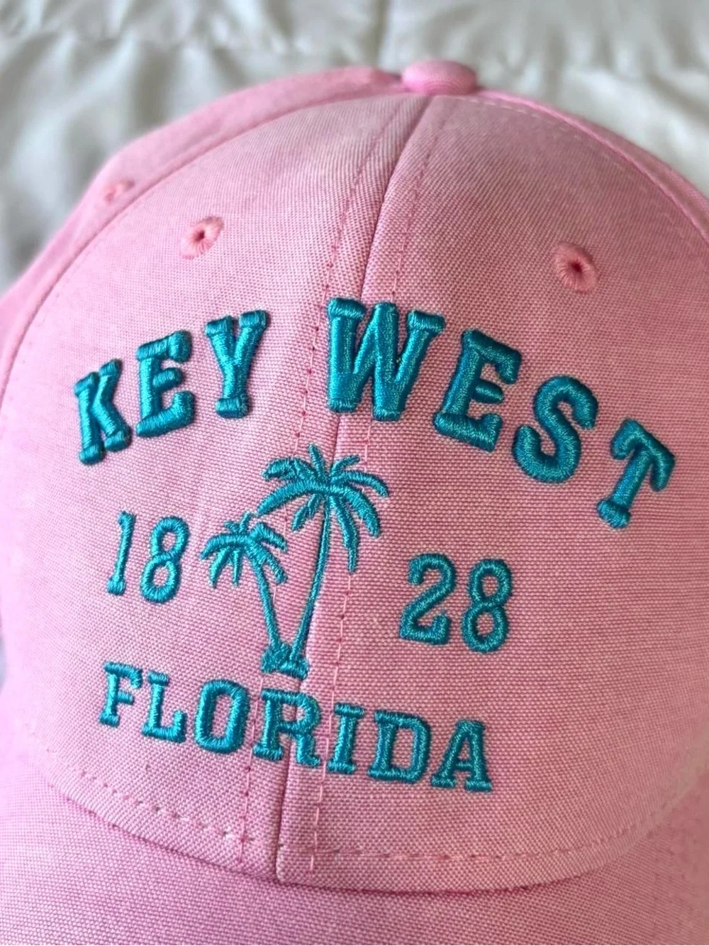 Pink Key West Florida Embroidered Baseball Cap